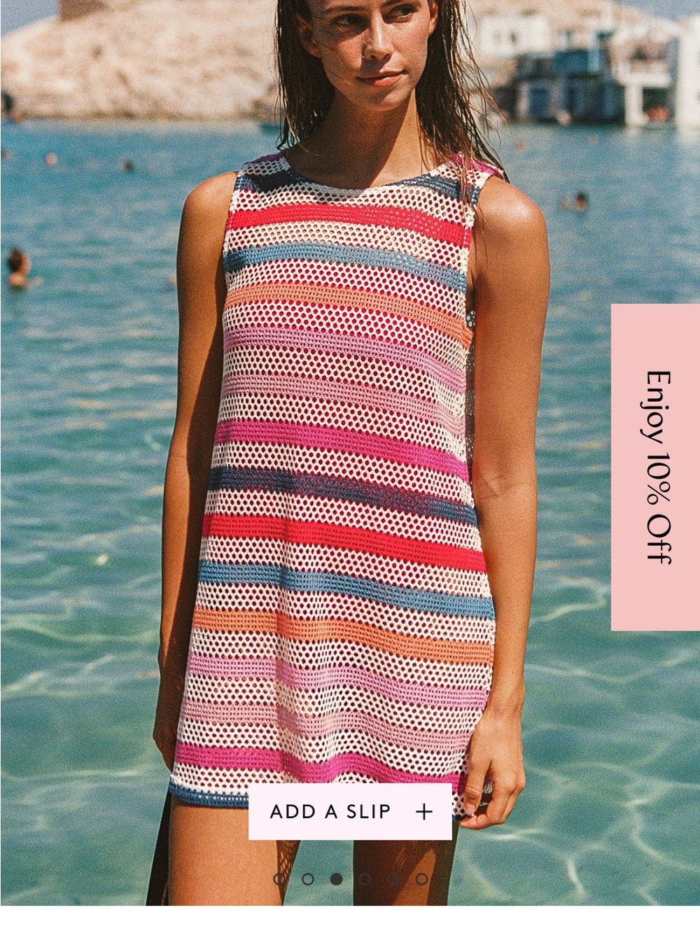 Striped Crochet Sleeveless Sundress/ swimsuit cover up  - Multicolor
